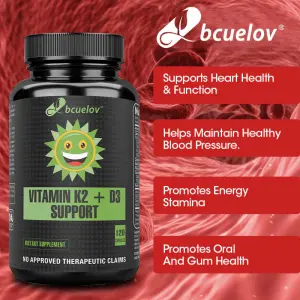 Bcuelov Vitamin K2+ D3 Support Capsules