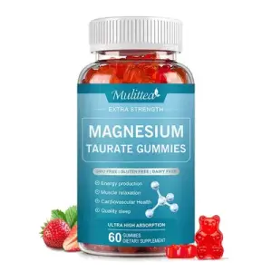 Mulittea Magnesium Taurine Gummies with GMO, Gluten Free, Dairy Free
